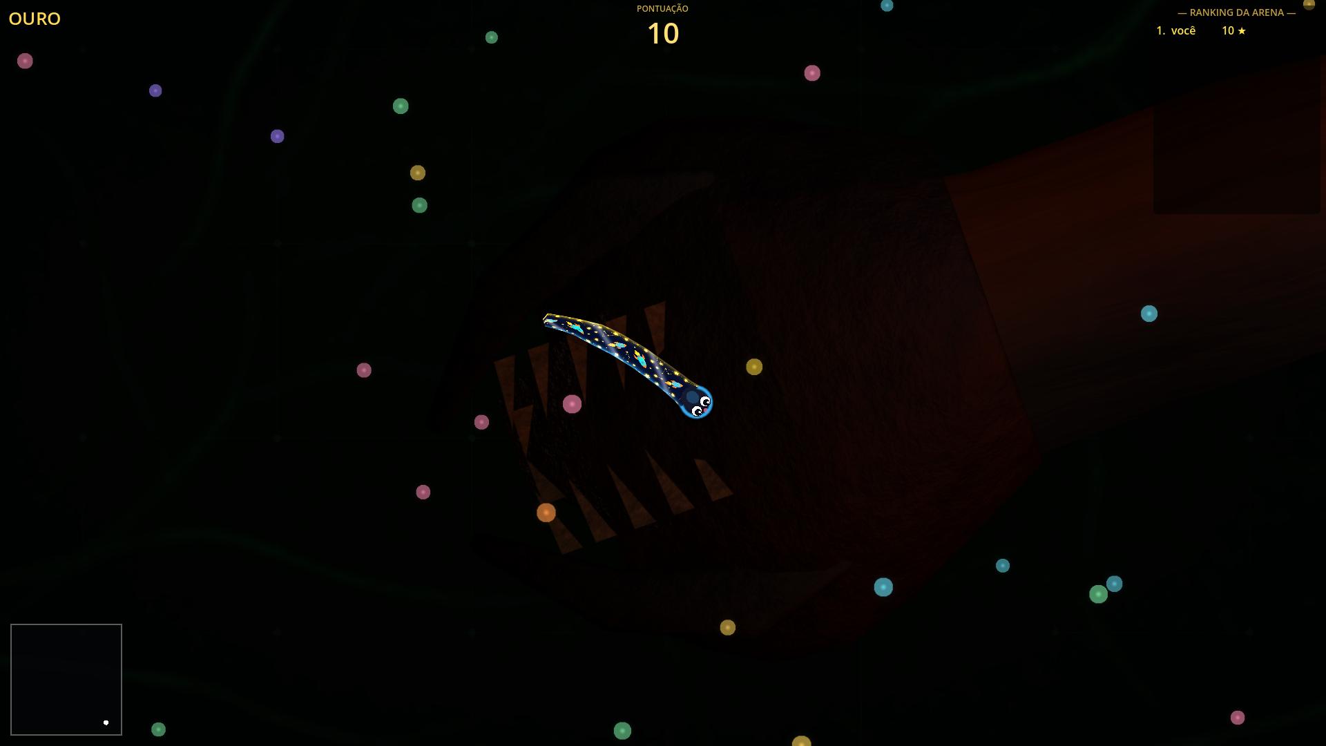 Cosmic species crossing beneath the colossal background creature in the BWORM arena