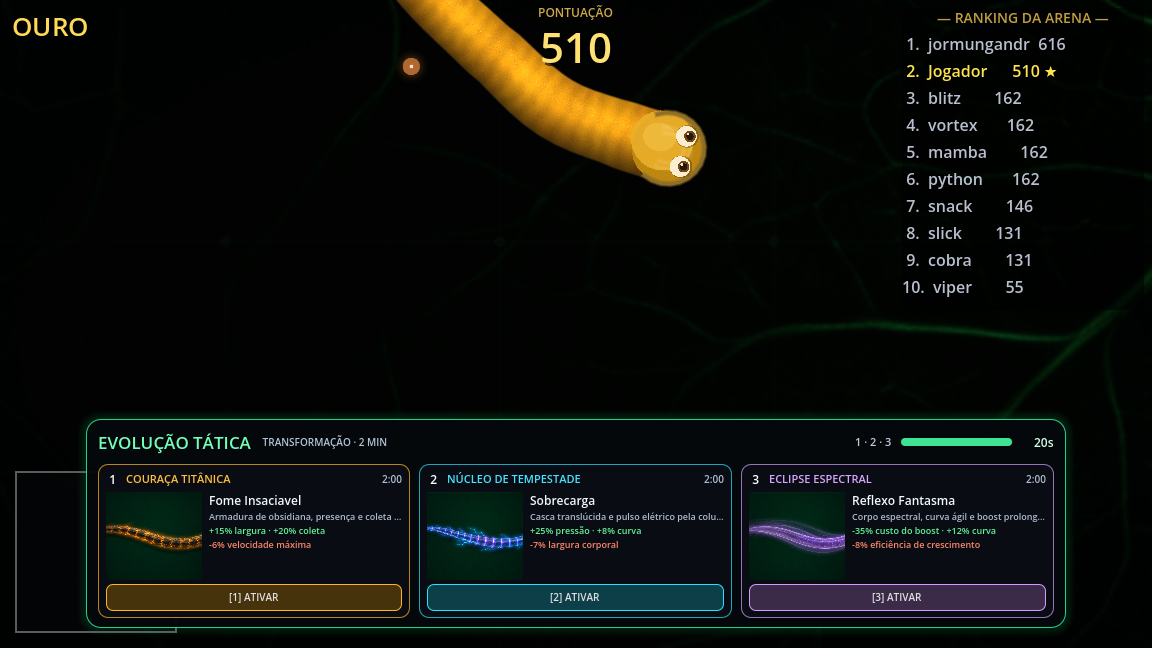 BWORM tactical evolution panel offering Titanic Armor, Storm Core and Spectral Eclipse
